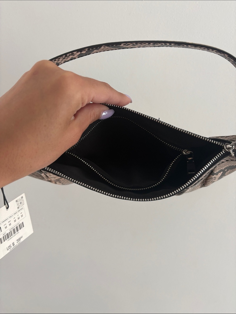 Zara Beige and Black Snake Print Mini Bag - Picture 7 of 10